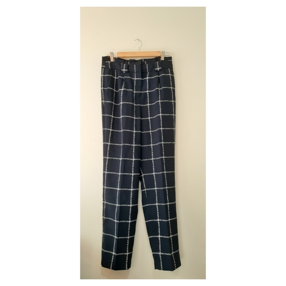 Express Paperbag Waist Grid Print Pants - Picture 1 of 3
